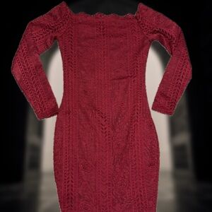 Rue21 Burgundy Lace Long Sleeve Dress